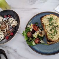 Vegan pancakes and vegan croque pardon at Kitch in Canterbury