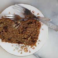 Banana bread with dates and pumpkin seeds (vegan) at Kitch in Canterbury
