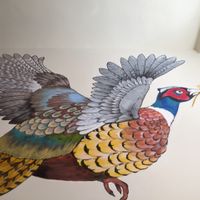 hand painted ceilings inside & local artwork at Red Hook Coffee in Detroit