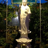 A beautiful 3-metre Lady Buddha statue at the entrance of the restaurant   at Van Hanh in Hue