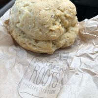 Cheesy biscuit at Southern Roots Filling Station in Jacksonville