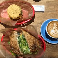 Best Tofu egg sandwich I’ve ever had! at Southern Roots Filling Station in Jacksonville