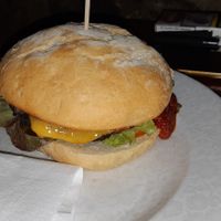 Beyond burger with dairy cheese at La Teya in Gijon