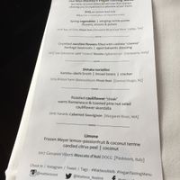Vegan Menu at Matteo's in Fitzroy North