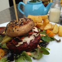 Beet burger meal at Offbeet in Wickham