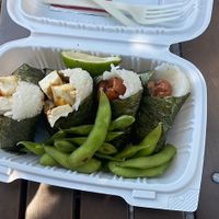 teriyaki tofu & ume rice triangles at Oori Foods in Albany