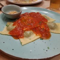 Menu of the day / Main / Ravioli with tomato sauce at Punto Vegano in Madrid