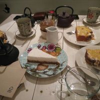 coconut tart and pumpkin cake at Punto Vegano in Madrid