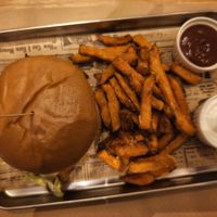 Long burger at Punto Vegano in Madrid