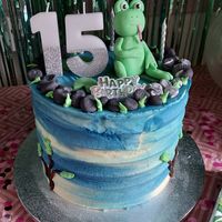 Frog theme cake at Vegan Antics in Gravesend