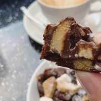 Rocky road and oat flat white at Vegan Antics in Gravesend