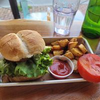 Black Bean Vegan Buger very good! Smokey Flavor at White Birch in Abingdon
