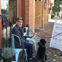 Outdoor seating for those traveling with pets.   at White Birch in Abingdon