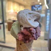 Three flavors in a cone  at Vanilla Gelati Italiani in Milan