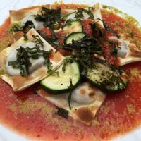 Spinach Ravioli at Shakti en Chile in Santiago