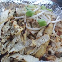 Udon noodles with tofu at Saranac Public House in Spokane
