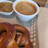 Pretzel with vegan cheesee  at Saranac Public House in Spokane