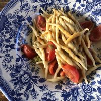 Trofie with tomatoes  at Casa Scaparone in Alba