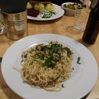 Amazing carbonara at Lokal Vegan Bistro in Warsaw