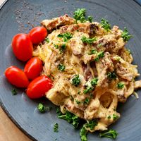 Vegan Carbonara 🍜 at Lokal Vegan Bistro in Warsaw