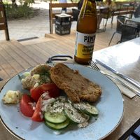 Schnitzel with potatoes  at Lokal Vegan Bistro in Warsaw
