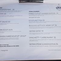 Food menu at Lokal Vegan Bistro in Warsaw