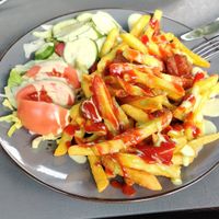 Makkaraperunat at Lokal Vegan Bistro in Warsaw