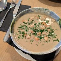 Mushroom creamy soup at Lokal Vegan Bistro in Warsaw