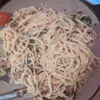 Carbonara at Lokal Vegan Bistro in Warsaw