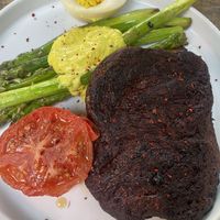 Burned seitan  at Lokal Vegan Bistro in Warsaw