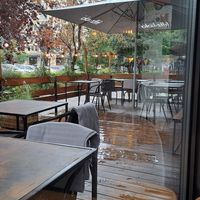 Outdoor seating at Lokal Vegan Bistro in Warsaw