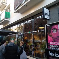 outside at Lokal Vegan Bistro in Warsaw