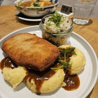 vegan schnitzel at Lokal Vegan Bistro in Warsaw