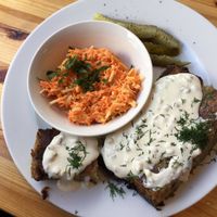 "fish and chips" at Lokal Vegan Bistro in Warsaw