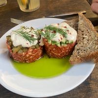 steak tartare at Lokal Vegan Bistro in Warsaw