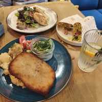 Polish cutlet, halloumi and gyros at Lokal Vegan Bistro in Warsaw