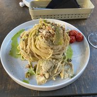 Carbonara  at Lokal Vegan Bistro in Warsaw
