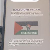 Special halloumi dish that donated money to a Gaza charity  at Lokal Vegan Bistro in Warsaw