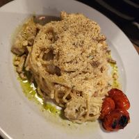 Carbonara at Lokal Vegan Bistro in Warsaw