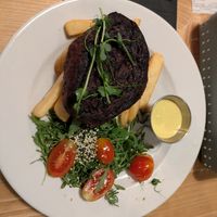 Seitan steak at Lokal Vegan Bistro in Warsaw