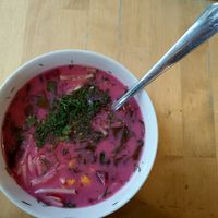 Swiss chard chilled soup at Lokal Vegan Bistro in Warsaw
