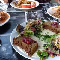 Four good looking plates =) at Lokal Vegan Bistro in Warsaw