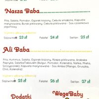 Menu, July 2021 at WegeBaby Kebaby in Warsaw