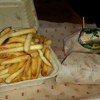 Farmstead burger and fries at Bareburger - Financial District in New York City