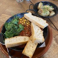 Vegan shakshuka and side of potatoes  #Veganuary at Scarecrow in Auckland