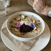 Warm overnight oats  at Scarecrow in Auckland