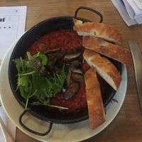 Vegan shashuka with mushrooms  at Scarecrow in Auckland