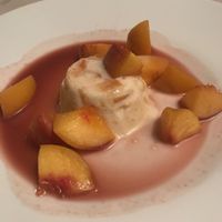 Panna cotta di soia alla pesca at BioRiso in Milan