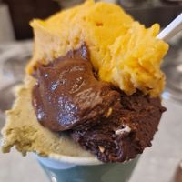 Pistachio, gianduja and apricot, all equally 😋 delicious at Ciacco Gelato Senz'altro in Milan