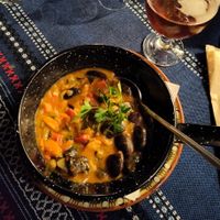 Bulgarian bean dish with vegetables at Manastirska Magernitza in Sofia